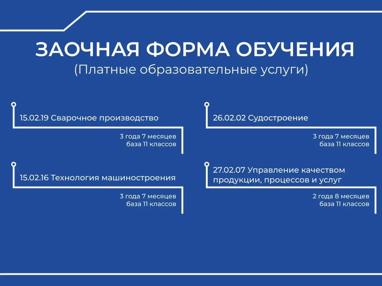 Заочная форма обучения